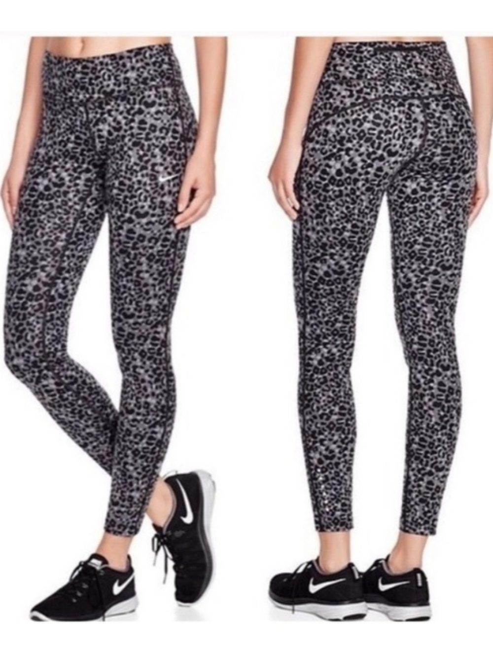 Nike Dri-FIT Black and Gray Leggings - Cropped
